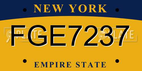 FGE7237 New York License Plate