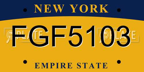 FGF5103 New York License Plate