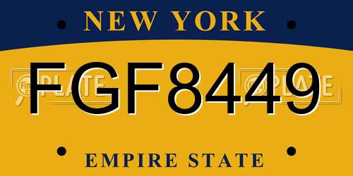 FGF8449 New York License Plate