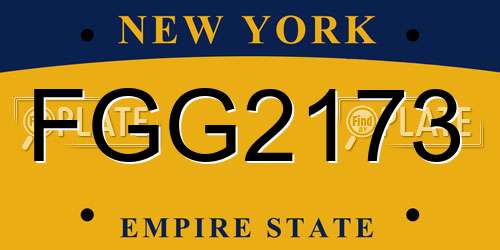FGG2173 New York License Plate