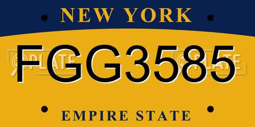 FGG3585 New York License Plate