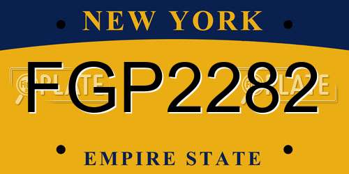 FGP2282 New York License Plate
