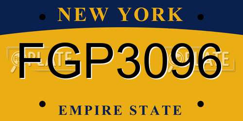 FGP3096 New York License Plate