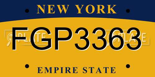 FGP3363 New York License Plate