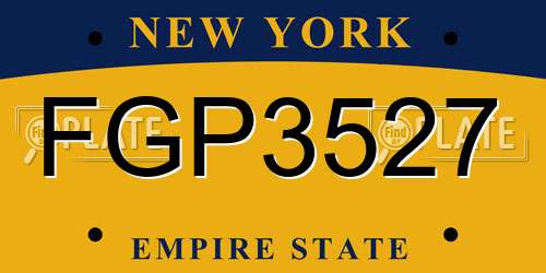 FGP3527 New York License Plate