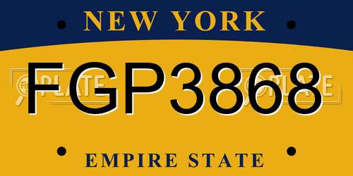 FGP3868 New York License Plate