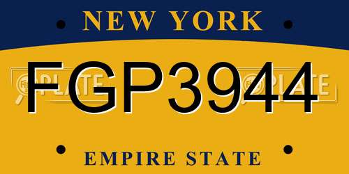 FGP3944 New York License Plate
