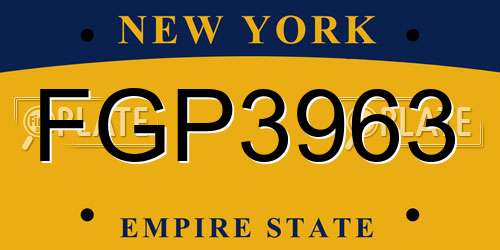 FGP3963 New York License Plate