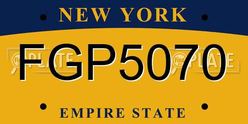 FGP5070 New York License Plate
