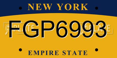 FGP6993 New York License Plate
