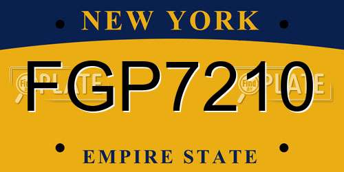 FGP7210 New York License Plate