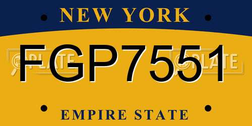 FGP7551 New York License Plate