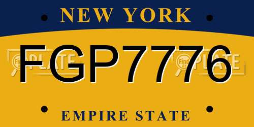 FGP7776 New York License Plate