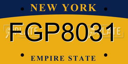 FGP8031 New York License Plate