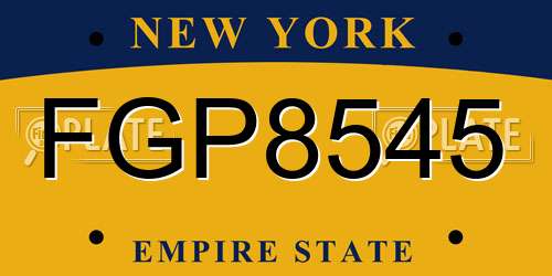 FGP8545 New York License Plate