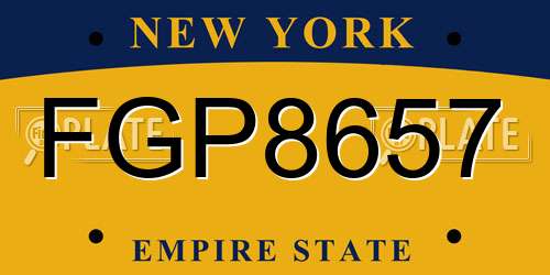 FGP8657 New York License Plate