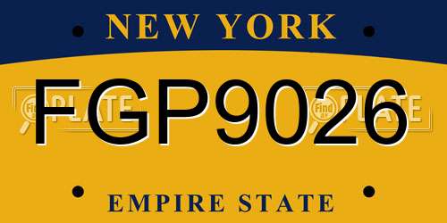 FGP9026 New York License Plate
