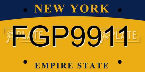 FGP9911 New York License Plate