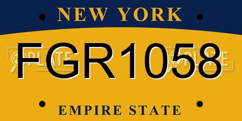 FGR1058 New York License Plate