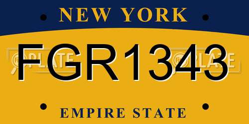 FGR1343 New York License Plate