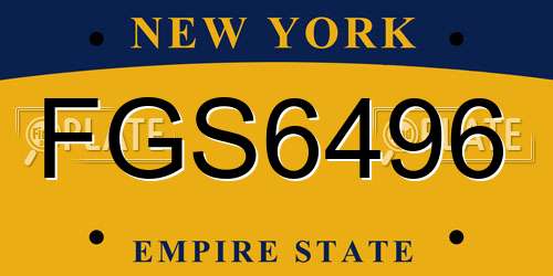 FGS6496 New York License Plate