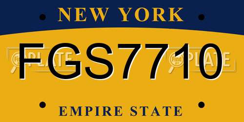 FGS7710 New York License Plate