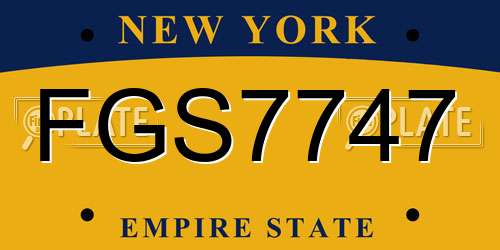 FGS7747 New York License Plate