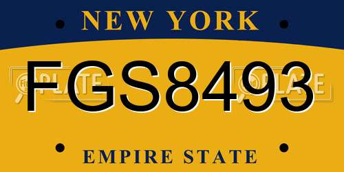 FGS8493 New York License Plate