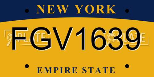 FGV1639 New York License Plate