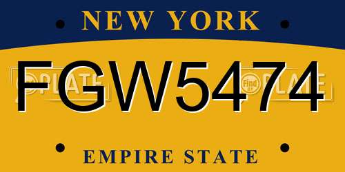 FGW5474 New York License Plate