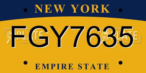 FGY7635 New York License Plate