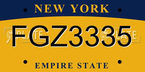 FGZ3335 New York License Plate
