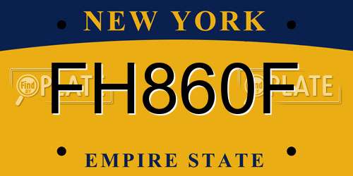 FH860F New York License Plate