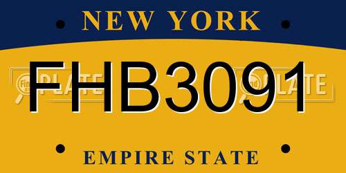 FHB3091 New York License Plate