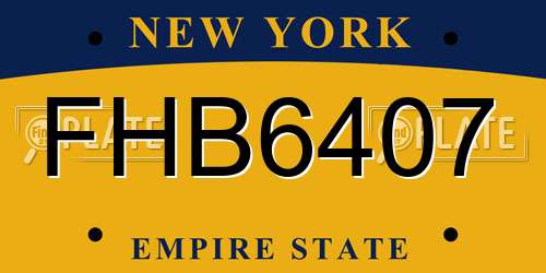 FHB6407 New York License Plate