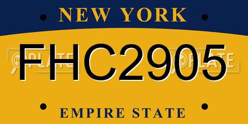 FHC2905 New York License Plate