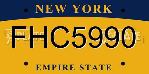 FHC5990 New York License Plate