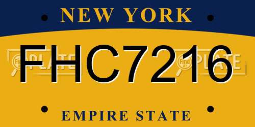 FHC7216 New York License Plate