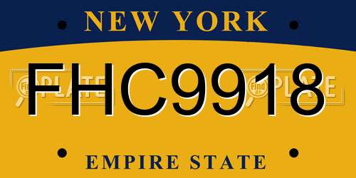 FHC9918 New York License Plate