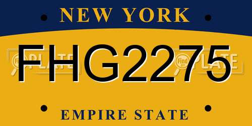 FHG2275 New York License Plate