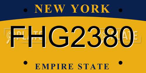 FHG2380 New York License Plate