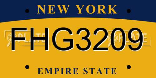 FHG3209 New York License Plate