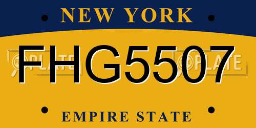 FHG5507 New York License Plate