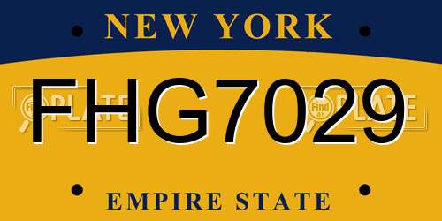 FHG7029 New York License Plate