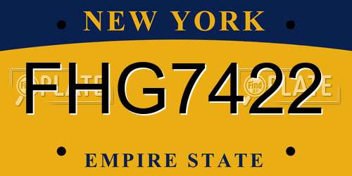 FHG7422 New York License Plate