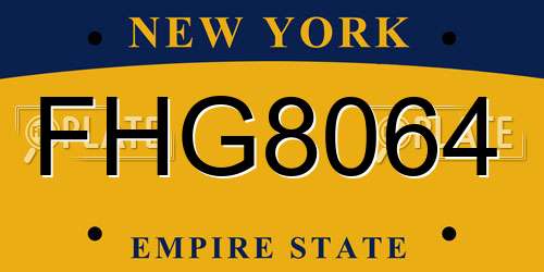 FHG8064 New York License Plate