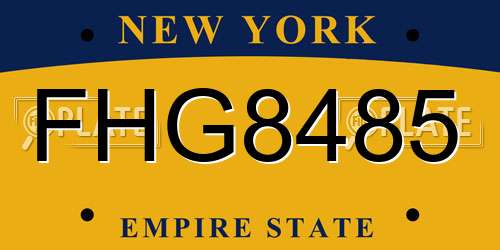 FHG8485 New York License Plate
