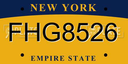 FHG8526 New York License Plate