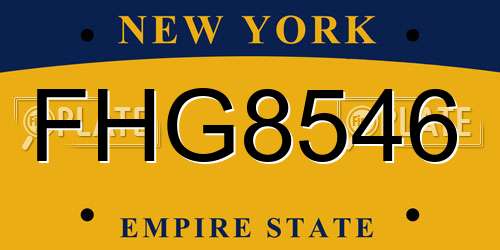 FHG8546 New York License Plate