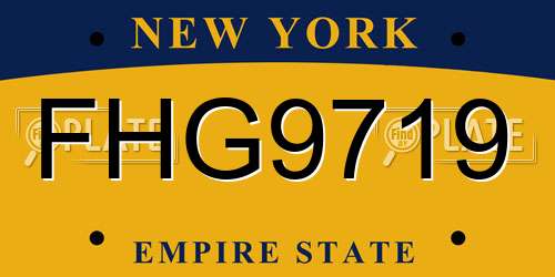 FHG9719 New York License Plate
